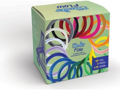 3Doodler FLOW Box Premium 20 PLA barev pro 3D pera - univerzál