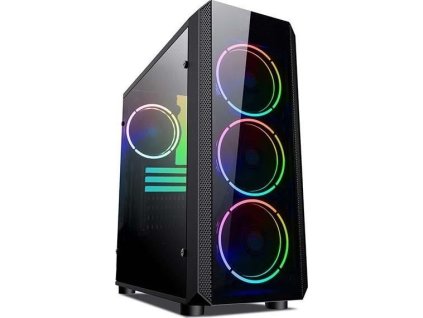 VeinX case Mars MAR01A Mid Tower, bez zdroje, 3xUSB, průhledná bočnice, 4xARGB Fan 120mm, černá