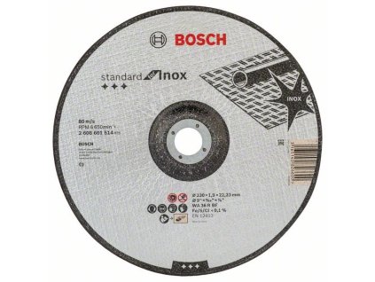 Bosch dělicí kotouč profilovaný Standard for Inox, WA 36 R BF, 230 mm, 22,23 mm, 1,9 mm