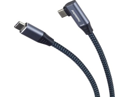 PREMIUMCORD USB-C zahnutý kabel (USB 3.2 Gen2x2, 5A, 100W, 20Gbit/s) 3m, Šedá