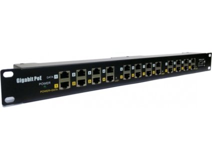 POE Gigabitový Patch panel Cat5 19" 12port 1U