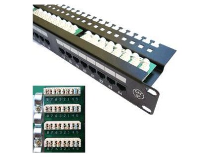DATACOM Patch panel 24x RJ-45,Cat5e UTP, 19" s vyvázáním, horní zářez