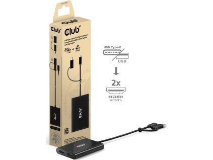 Club3D Video rozbočovač USB-C/A na 2xHDMI 2.0, Dual Monitor, 4K60Hz (M/F)