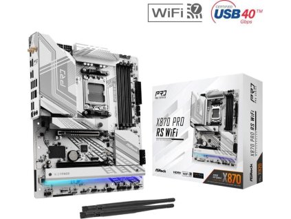 ASRock MB Sc AM5 X870 PRO RS WIFI, AMD X870, 4xDDR5, 1xHDMI, 2xUSB4, WI-FI