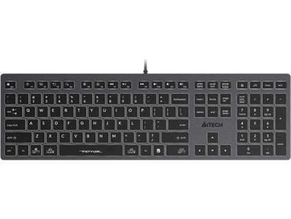 A4tech Klávesnice FX60, Podsvícená bílá, USB, CZ, šedá