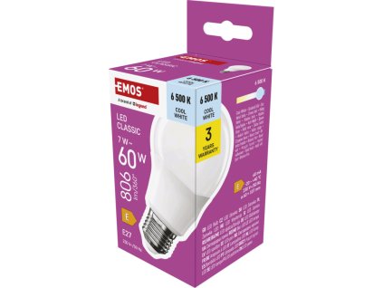 EMOS LED CLS A60 7W(60W) 806lm E27 CW