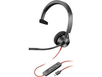 Poly Blackwire 3310 MS Teams náhlavní souprava, USB-C/A adaptér, mono