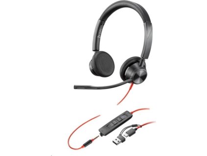Poly Blackwire 3325 MS Teams náhlavní souprava, 3.5 mm jack + USB-C/A adaptér, stereo