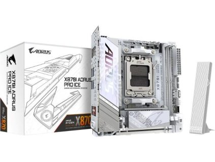 GIGABYTE MB Sc AM5 X870I AORUS PRO ICE, AMD X870, 2xDDR5, 1xHDMI, 1xUSB4, WiFi, Mini-ITX