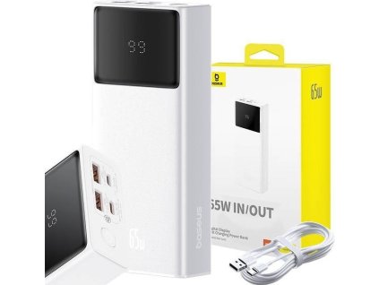 Baseus power banka Star-Lord 20000 mAh 65W 2x USB-A/micro USB/USB-C bílá