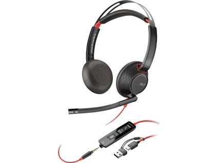 Poly Blackwire 5220 náhlavní souprava, 3.5 mm jack + USB-C/A adaptér, stereo