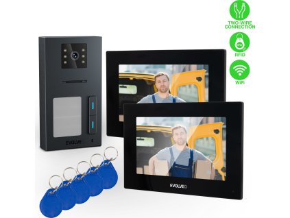 EVOLVEO DoorPhone AP2-2 drátový videotelefon pro dva byty s aplikací, černá