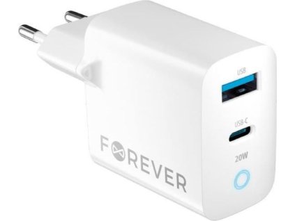 Nabíječka do sítě Forever TC-06-20AC PD QC 1x USB-C 1x USB 20W bílá