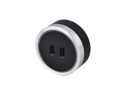 Viking zásuvkový modul A50, 2x USB-A, stříbrno-černá