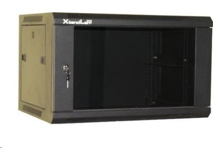 XtendLan 19" nástěnný rozvaděč 9U 600x450, nosnost 60 kg, skleněné kouřové dveře, svařovaný, černý