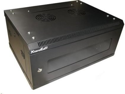 XtendLan 19" nástěnný rozvaděč 4U 600x450, nosnost 60 kg, skleněné kouřové dveře, svařovaný, černý