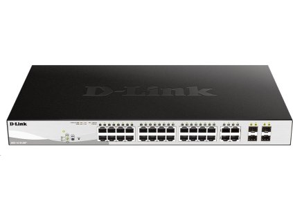 D-Link DGS-1210-28P 28-portový gigabitový Smart+ PoE switch, 24x GbE PoE+, 4x RJ45/SFP, PoE 193W
