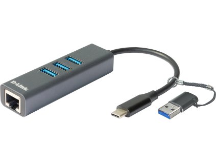 D-Link DUB-2332 USB-C/USB to Gigabit Ethernet Adapter with 3x USB3.0 Hub