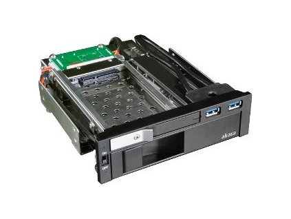 AKASA HDD box Lokstor M51, 3.5" a 2.5" pevný disk SATA do 5.25" vnútorná pozícia, USB 3.0, čierna