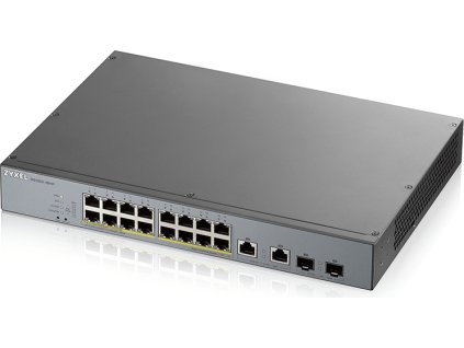 Zyxel GS1350-18HP 18portový inteligentný spravovaný CCTV PoE switch, dlhý dosah, 250W, 16x GbE, 2x combo RJ45/SFP
