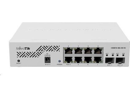 MikroTik Cloud Smart Switch CSS610-8G-2S+IN, 8 gigabitov.porty, PoE-In, 2xSFP+, SwOS