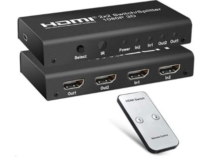 PREMIUMCORD HDMI switch 2:2 , 3D, 1080p s diaľkovým ovládaním