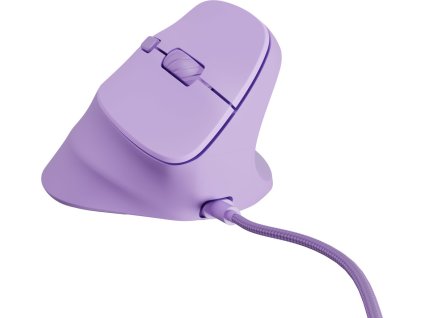 Vertikální myš Natec CRAKE 2 PRO/Vertikální/Optická/Pro praváky/12 400 DPI/Drátové USB-A/Fialová