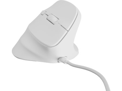 Vertikální myš Natec CRAKE 2 PRO/Vertikální/Optická/Pro praváky/12 400 DPI/Drátové USB-A/Bílá