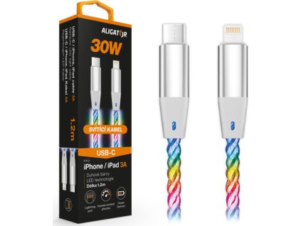 ALIGATOR Datový kabel LIGHT 3A, 30W USB-C/Lightning 1,2m
