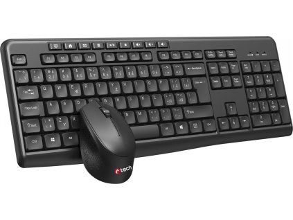 C-TECH klávesnice s myší WLKMC-04, Bezdrátový set 2.4GHz, CZ, Černá
