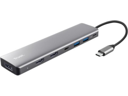 TRUST Dokovací stanice DALYX 7v1, 1xDP, 2xHDMI, 2xUSB-C, 2xUSB, šedá