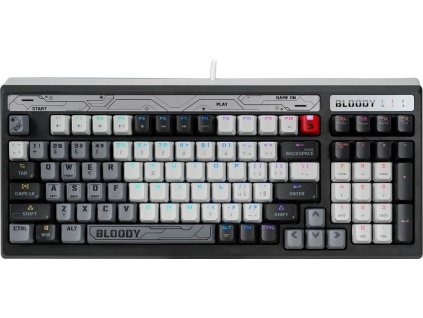 A4tech Bloody B950 podsvícená mechanická herní klávesnice RGB, Brown Switch, USB, CZ,  šedá