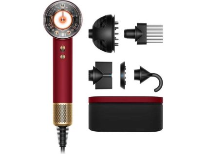 Dyson Supersonic Nural HD16 fén na vlasy, 1600 W, difuzér, 4 teploty, 3 rychlosti, Red Velvet / Gold