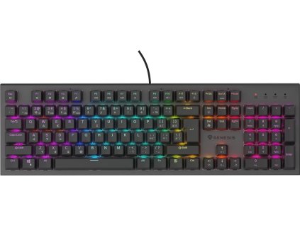 Genesis tichá herní klávesnice THOR 303/RGB/Outemu Peach Silent/Drátová USB/CZ-SK layout/Černá