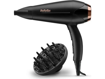 BaByliss D570DE fén na vlasy, 2200 W, ionizace, 2 rychlosti, 3 teploty, difuzér, tvarovací kartáč, černá