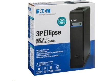 Eaton 3P Ellipse UPS USB FR, 1700 VA, 1040 W, Vstup: C14, Výstupy: (4) Typ E, (4) Pouze přepěťová ochrana Typ E, USB nab