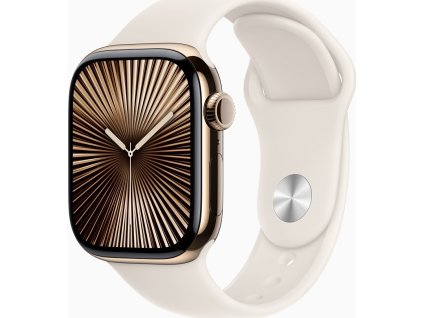 Apple Watch S10 Cell/42mm/Gold/Sport Band/Starlight/-M/L