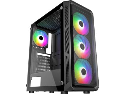 VeinX case HERMES MESH Mid Tower, ATX, 1xUSB 3.0, 2xUSB 2.0, 4x ARGB Fan, ARGB Controller, černá