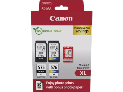 kazeta CANON PG-575 XL black + CL-576 XL color PIXMA TS3550i/TS3551i, PIXMA TR4750i/TR4751i + GP501 10x15