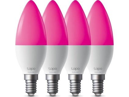 TP-Link Tapo L430C(4-pack) chytrá WiFi stmívatelná LED žárovka (barevná,2500K-6500K,470lm,2,4GHz,E14)