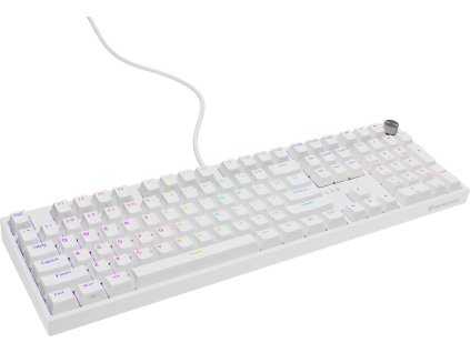 Herní mechanická klávesnice Genesis THOR 404/RGB/Outemu Peach Silent/Drátové USB-A/US layout/Bílá