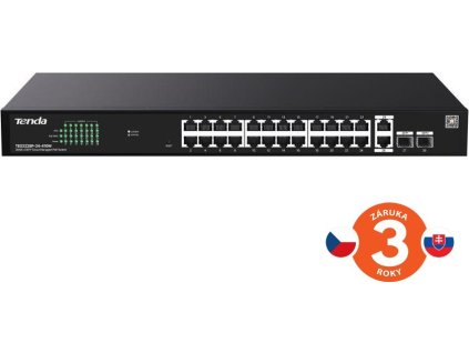 Tenda TEG2228P-24-410W Gigabit PoE+ Websmart L2 Cloud switch 370W, 24x 1Gb/s PoE+,2xRJ45,2xSFP, Rack