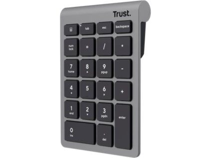 TRUST Numerická klávesnice Xalas, Bezdrátová RF 2.4GHz, šedá