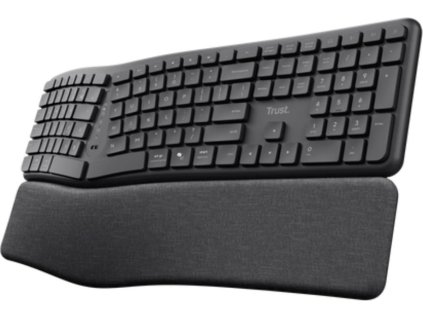 TRUST klávesnice Keyra, Ergonomická, Bezdrátová, US, černá