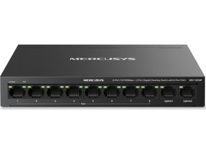 MERCUSYS switch MS110CMP (10x100Mb/s,8xPoE+,115W,fanless)