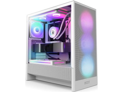 NZXT skříň H5 Flow RGB edition / 1x360 mm RGB core fan / 1x120mm / USB 3.0 / USB-C 3.1 / průhledná bočnice / mesh /bílá