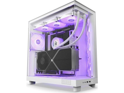 NZXT skříň H6 Flow RGB dvoukomorová / MidT / 3x120mm RGB fan / 2xUSB 3.2 / USB-C / prosklená / bílá