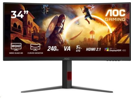 AOC MT 34" CU34G4Z - 3440x1440,VA,240Hz,2xHDMI,DP,USBhub,Pivot,Zakřivený