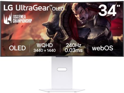 LG MT OLED 34" 34GX90SA-W OLED panel, Smart, 3440x1440, 240Hz, 2xHDMI, DP, USB 3.0, nast výška, G-sync