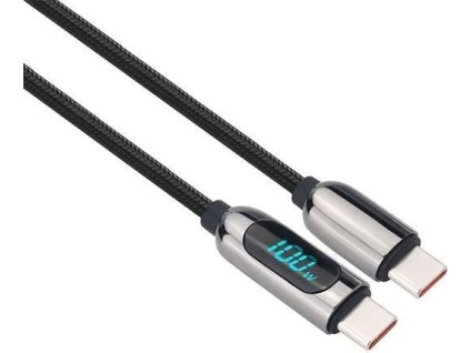 Solight USB-C kabel s displejem, USB-C konektor - USB-C konektor, 100W, 1m